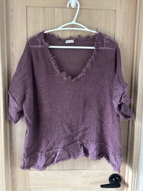 Marisima Boho Swim Cover Top One Size Plum Beach Vacation Made in Italy